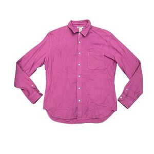 Hiroshi Kato Shirt Made in USA Pink Long Sleeve Button Up Men's Size L *Flaws*